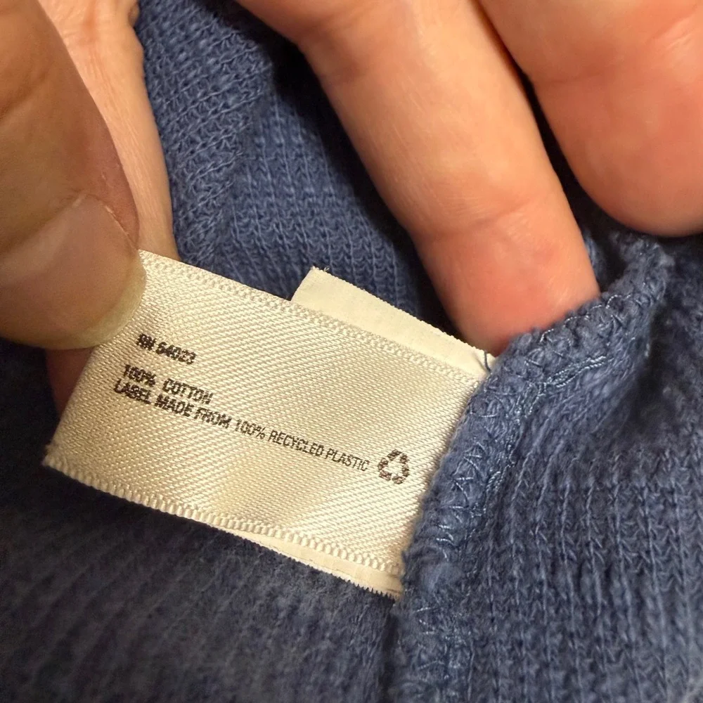 babyGap Gap Toddler Boys Blue Cotton Thermal Waffle‎ Knit Henley Hoodie 3 Years